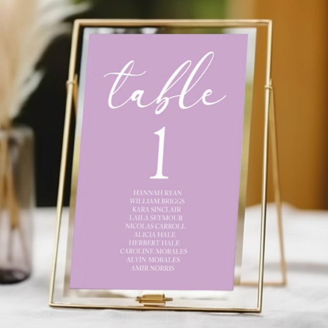 Lila minimalist elegantes klassisches Basic-Hochze Tischnummer (Von Creator hochgeladen)