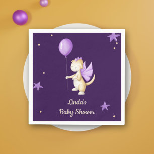 Lila Minimalistische Baby Dragon Girl Babydusche Serviette