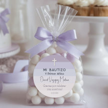 Lila Minimalistische Taufe und erster Geburtstag