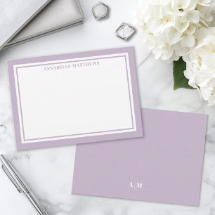Lila minimalistischer Namensmonogramm Mitteilungskarte