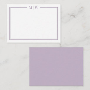 Lila minimalistisches Monogramm Mitteilungskarte