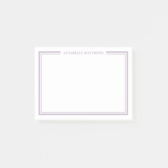 Lila minimalistisches Monogramm Post-it Klebezettel (Vorderseite)