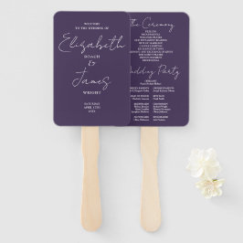 Lila Minimalistisches Script-Hochzeitsprogramm Fächer