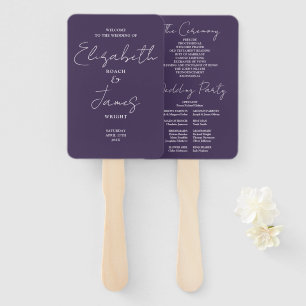 Lila minimalistisches Skript-Hochzeitsprogramm Fächer