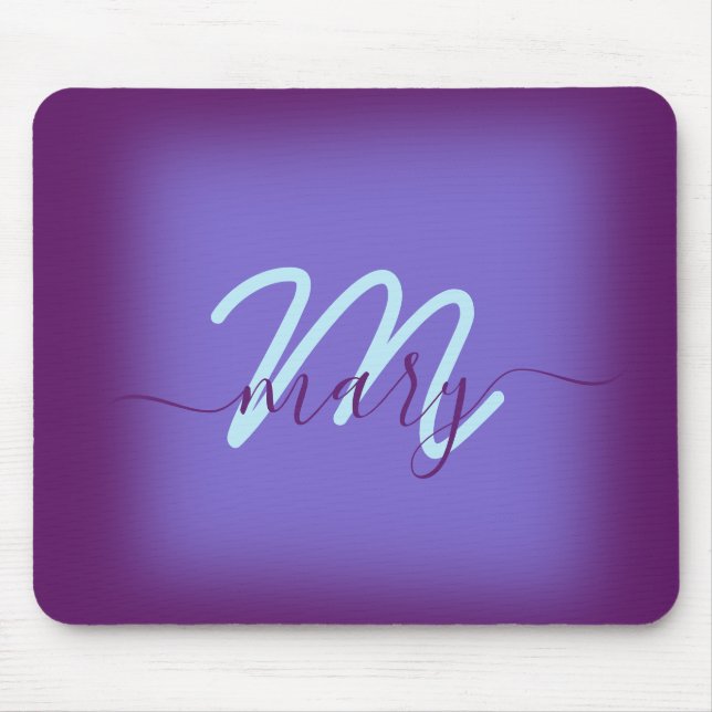 Lila Minimalname Monogramm Mousepad (Vorne)
