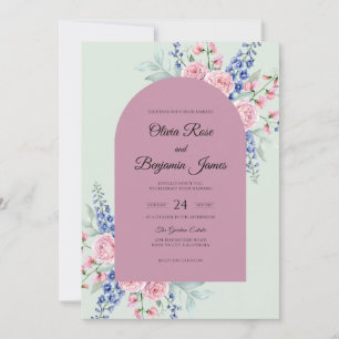 Lila Minz Bouquet Eukalyptus Hochzeit Einladung