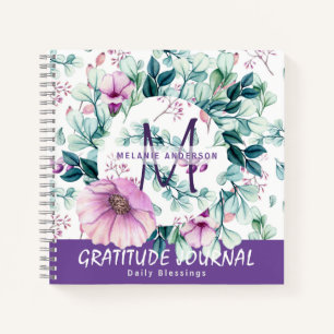 Lila Minze Blume Dankbarkeit Sessing Journal Notizbuch
