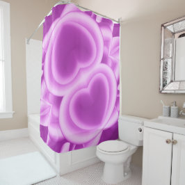 Lila Mirrored Hearts Duschvorhang