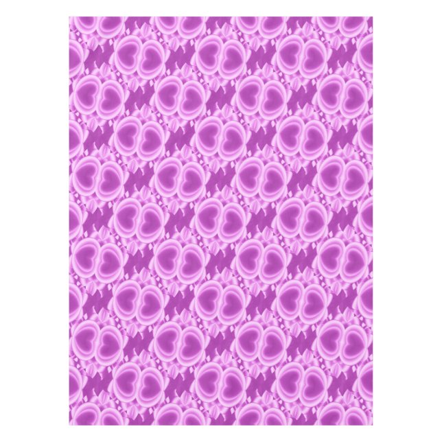 Lila Mirrored Hearts Tischdecke (Vorderseite)