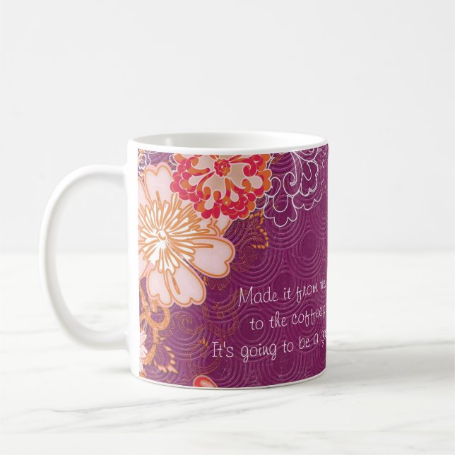 Lila mit Big Red Pink Blume Tasse (Links)