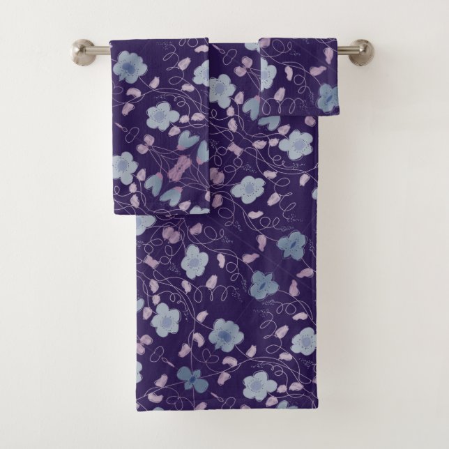 Lila mit Blau Badhandtuch Set (Insitu)