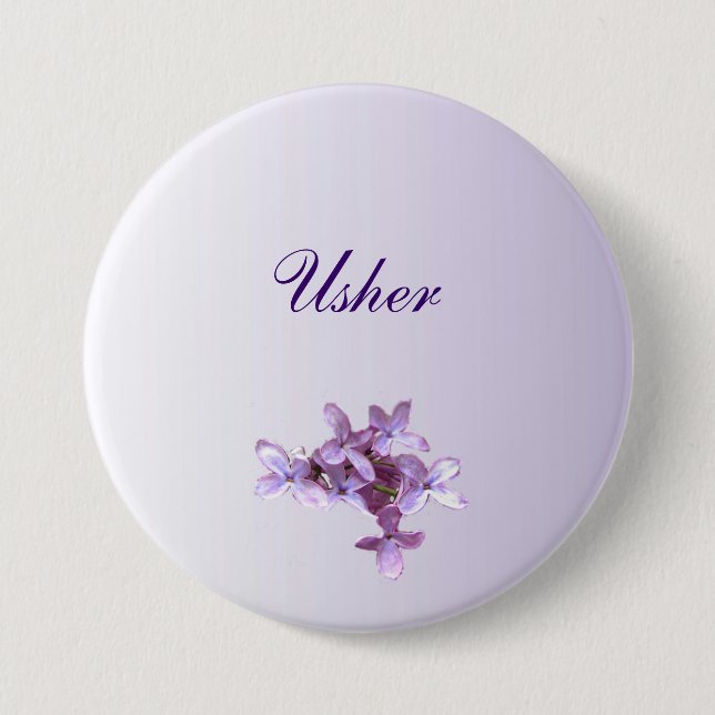 Lila mit BlumenBlumen, die Pförtner-Button Wedding Button (Vorderseite)
