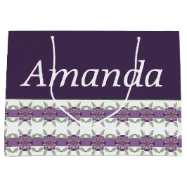 Lila mit Blumenmuster Große Geschenktüte