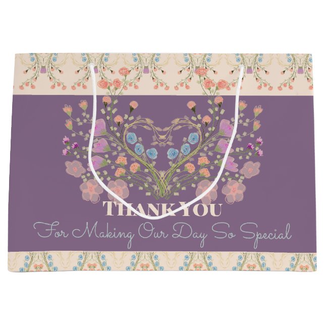 Lila mit floraler Akzentbildung Große Geschenktüte (Vorderseite)