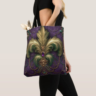 LILA MIT GREEN & GOLD MARDI GRAS FLEUR DI LIS