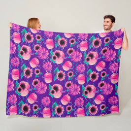 LILA MIT HELLEN PINKPUMPKINS & SONNENBLUMEN FLEECEDECKE