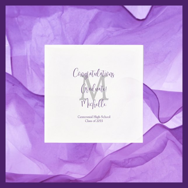 Lila Mit Monogramm Graduierungspartei Serviette (Von Creator hochgeladen)