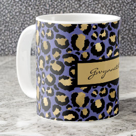 Lila Mit Monogramm Leopardendruck Kaffeetasse