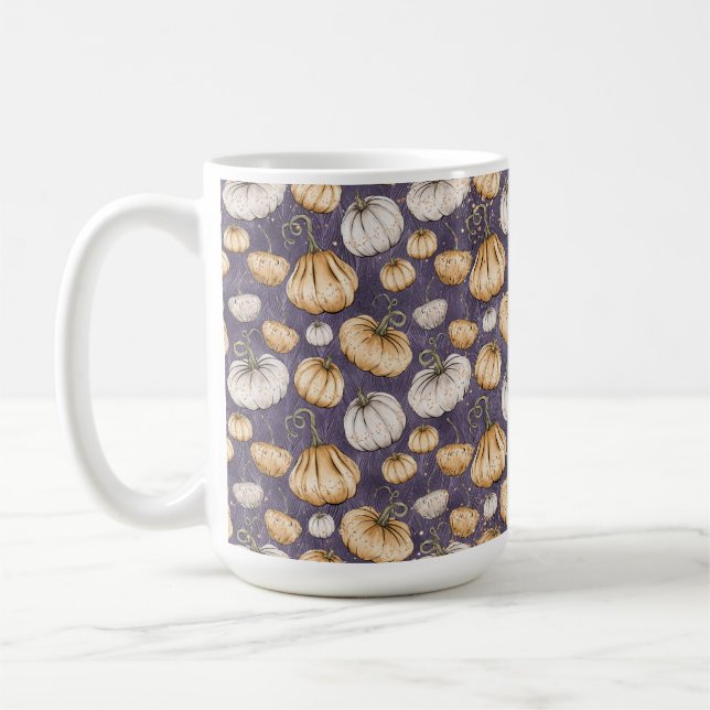 LILA MIT ORANGE & CREAM AUTUMN PUMPKINS KAFFEETASSE (Links)