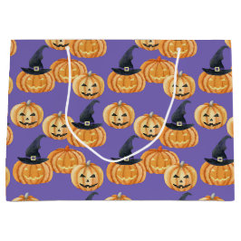 LILA MIT ORANGE HALLOWEWEEN KÜRBISLATERNEN GROßE GESCHENKTÜTE