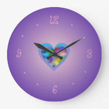 Lila mit Rainbow Heart> Girls Wall Clocks