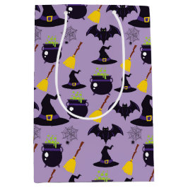 LILA MIT SCHWARZEN HALLOWEEN HATTEN ZIMMER MITTLERE GESCHENKTÜTE