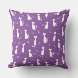 LILA MIT WEISSEN CAT-SILHOUETTEN KISSEN