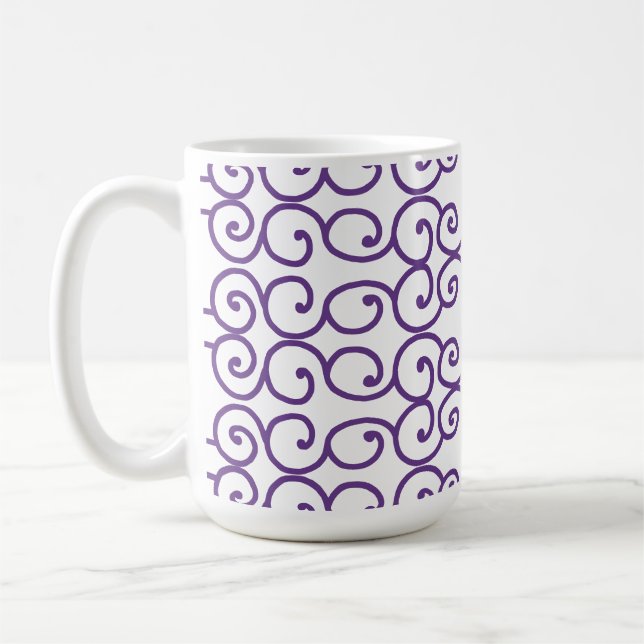 Lila mit weißen Rollen Kaffeetasse (Links)