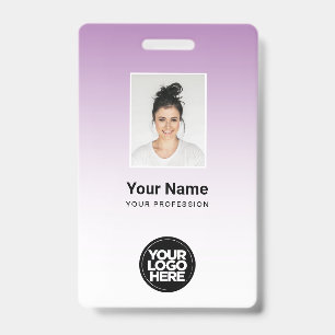 Lila Mitarbeiter-Foto-Strichcode-Logo-Name-Verlauf Ausweis