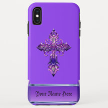 Lila mittelalterliches Kreuz iPhone XS Max Hülle