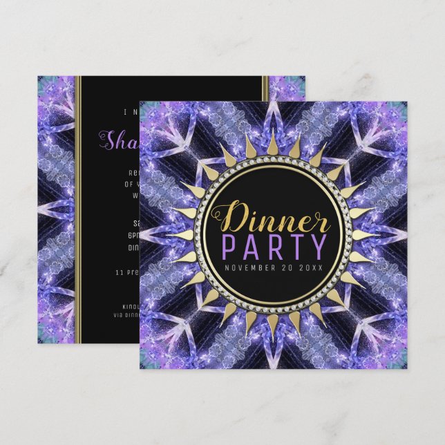 Lila mittelalterliches Zauberfestival Party laden  Einladung (Vorne/Hinten)