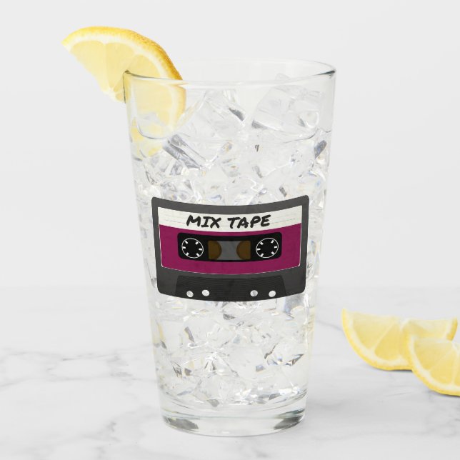 Lila Mix-Tape - 80er und 90er Retro  Geschenk Glas (Vorderseite Ice)