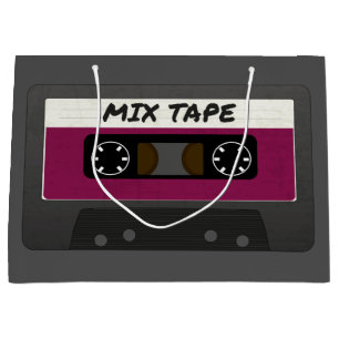 Lila Mix-Tape - 80er und 90er Retro  Geschenk Große Geschenktüte
