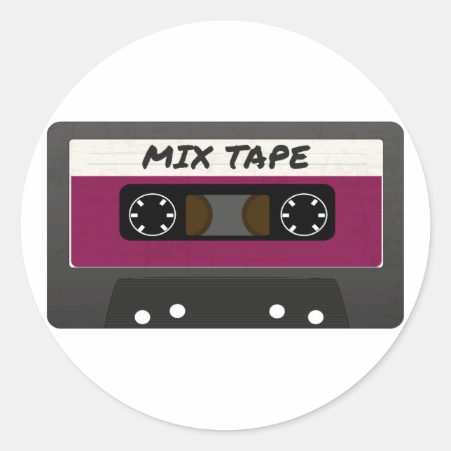 Lila Mix-Tape - 80er und Retro-Inspiriert Geschenk Runder Aufkleber (Vorderseite)