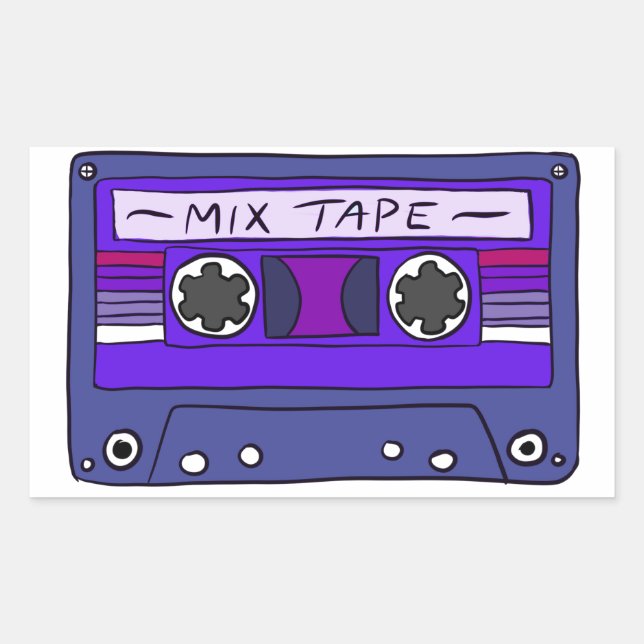 Lila Mix-Tape-Sticker Rechteckiger Aufkleber (Vorderseite)