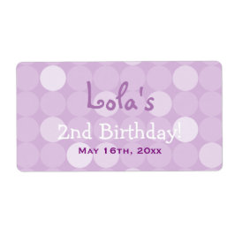 Lila Mod Polka Dot Birthday Wasserflaschen Etikett