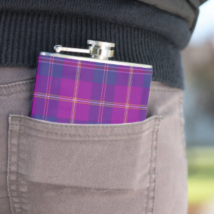Lila Modedesign Tartan Kariertes Muster Flachmann