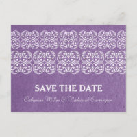 Lila Modern Bohemische Save the Date Postkarte