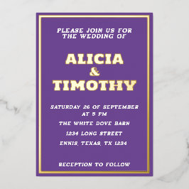 Lila Modern Gold Typografie Folieneinladung