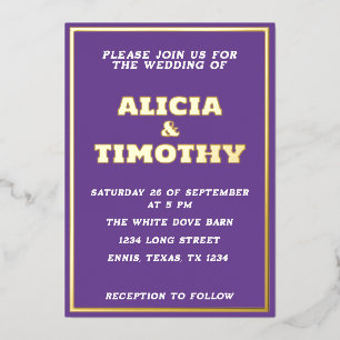 Lila Modern Gold Typografie Folieneinladung