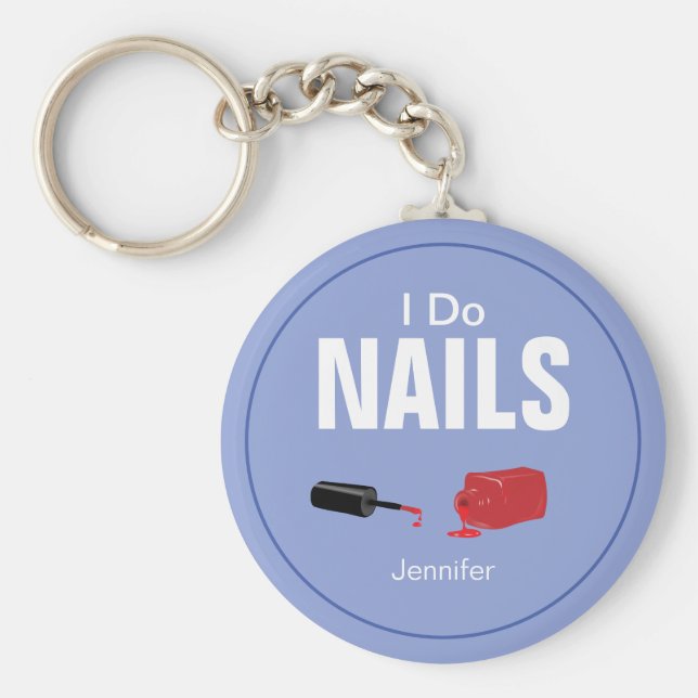 Lila-modern Ich tue Nails Nageltechniker Schlüsselanhänger (Vorne)