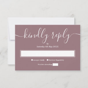 Lila Modern Minimalist Elegante Schrift RSVP Karte