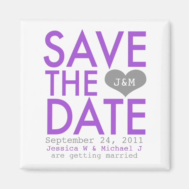 Lila Modern Save the Date Magnet (Vorne)