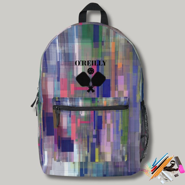 Lila-Moderne Art Monogram Pickleball Bedruckter Rucksack (Von Creator hochgeladen)