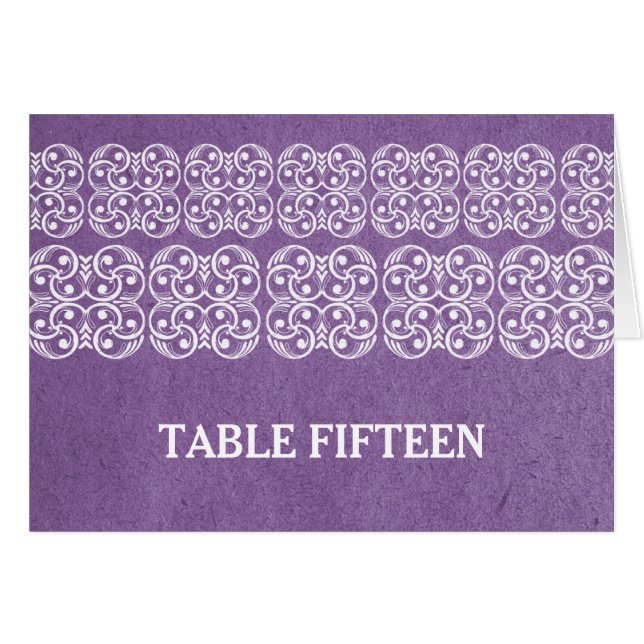 Lila Moderne Bohemische Tischnummer (Vorderseite (Horizontal))