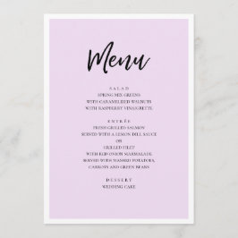 Lila moderne Hochzeit. Einfacher Lavendel-Minimali Menükarte
