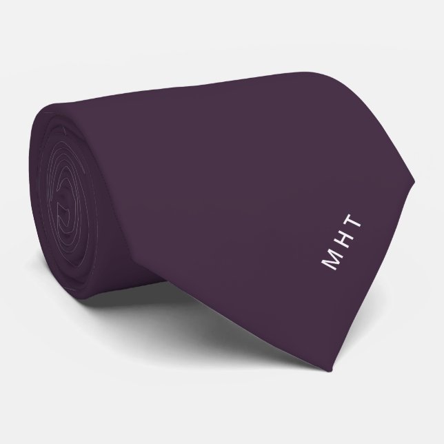 Lila moderne Initialen minimalistisches Monogramm Krawatte (Gerollt)
