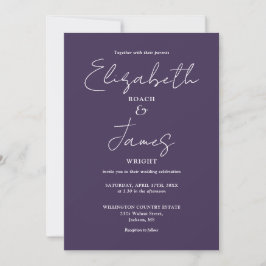 Lila Moderne Minimalistische, elegante Script-Hoch Einladung