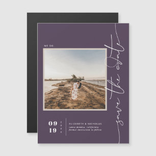 Lila Moderne Minimalistische Foto-Save-the-Date- Magneteinladung
