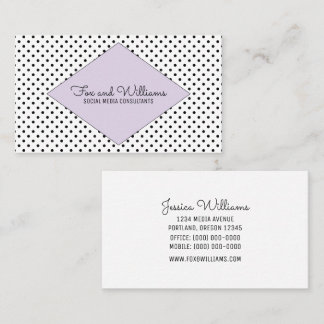 Lila moderne Polka Dots Business Card Visitenkarte